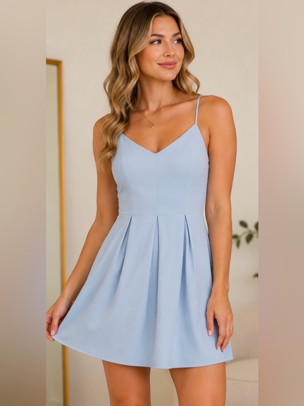 Altar'd State Powder Blue Spaghetti Strap Mini Dress